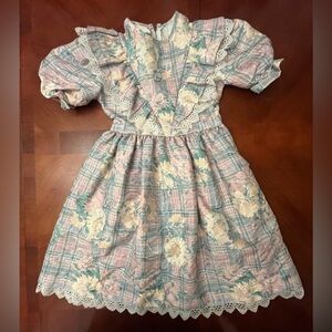 Girls Vintage 80s 90s Prairie Dress Size 8